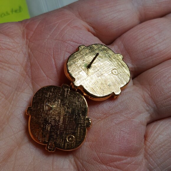 Avon 1988 Victorian Spring Earrings Gold Tone Pink Cabochon Faux Pearl Vintage - Picture 8 of 8